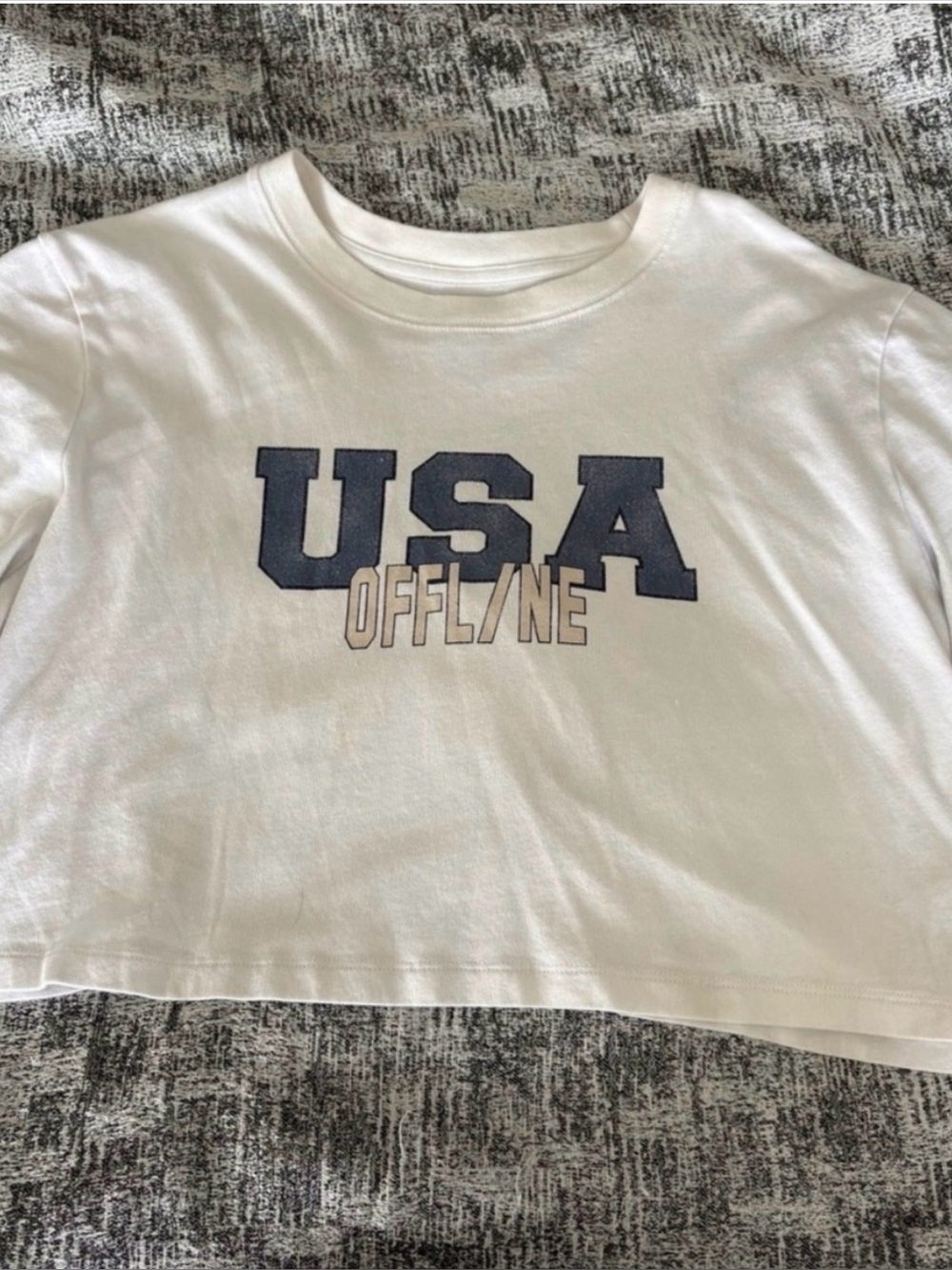 Aerie Offline USA Oversized Cropped T-Shirt Size Small